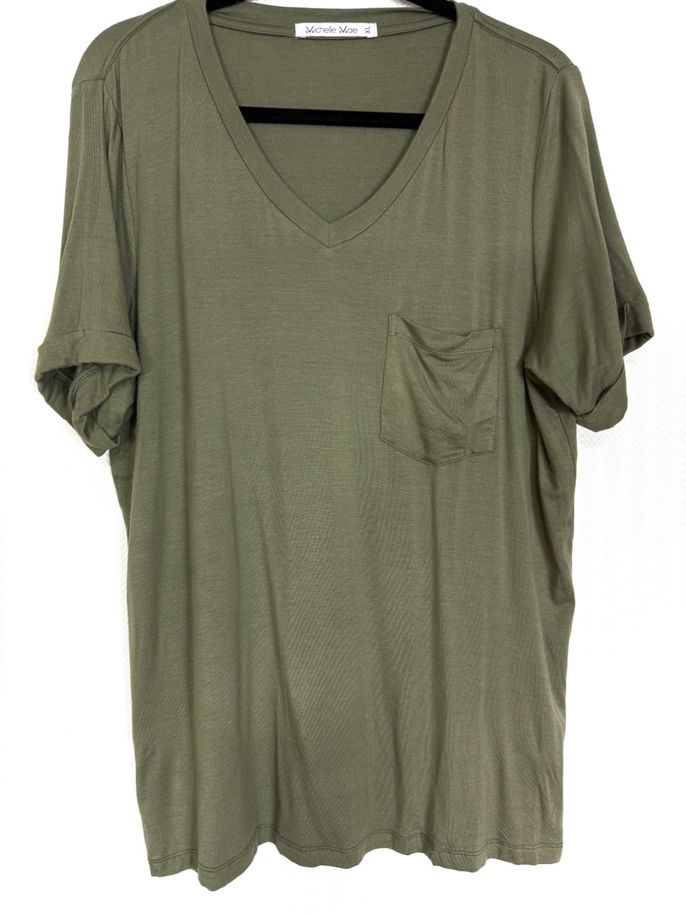 Michelle Mae Olive V-Neck Pocket Tee Size XL